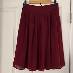 Ann Taylor maroon midi skirt, size 0
